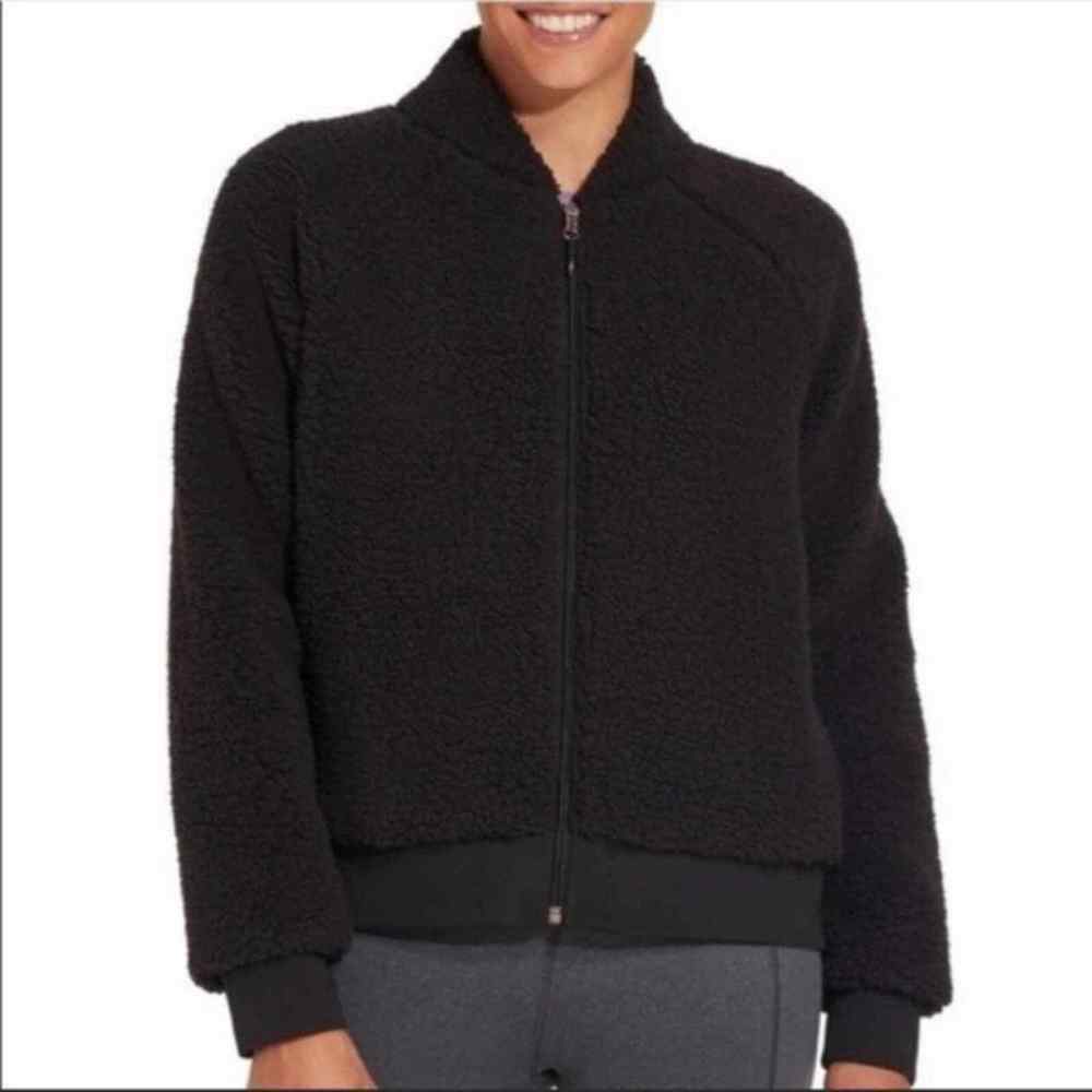 Calia Black Teddy Sherpa Zip Up Jacket Womens Small